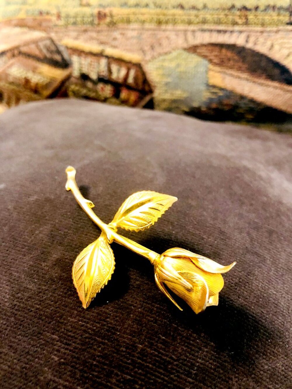 Vintage 1950s Brass Rosebud Pin or Brooch in Gold Tone Brass 50s Accessories